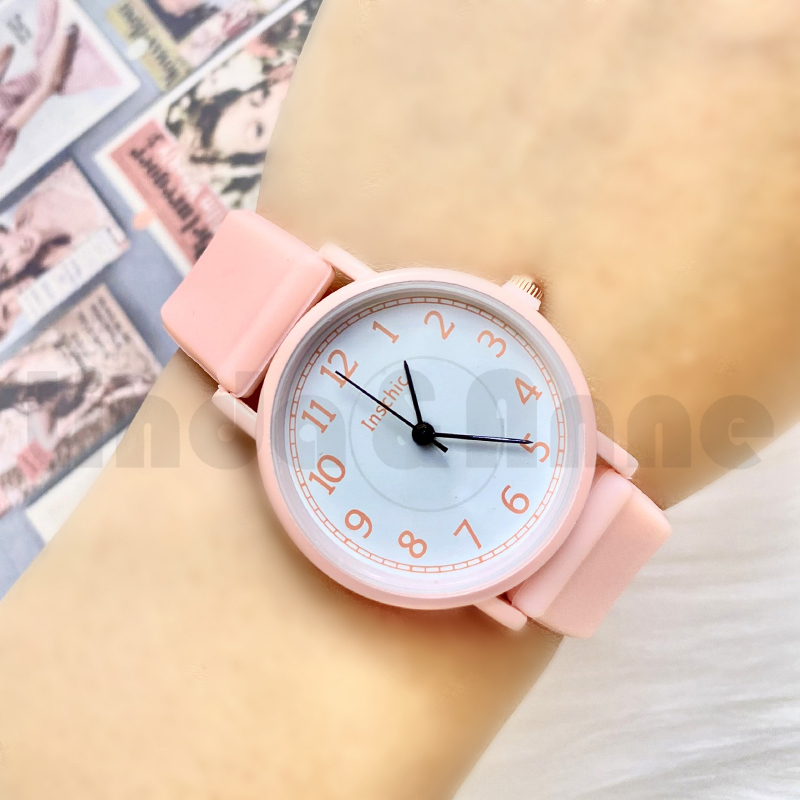 Jam Tangan Analog Pria Dan Wanita Strap Rubber Polos Daily Fashion Korea Watch