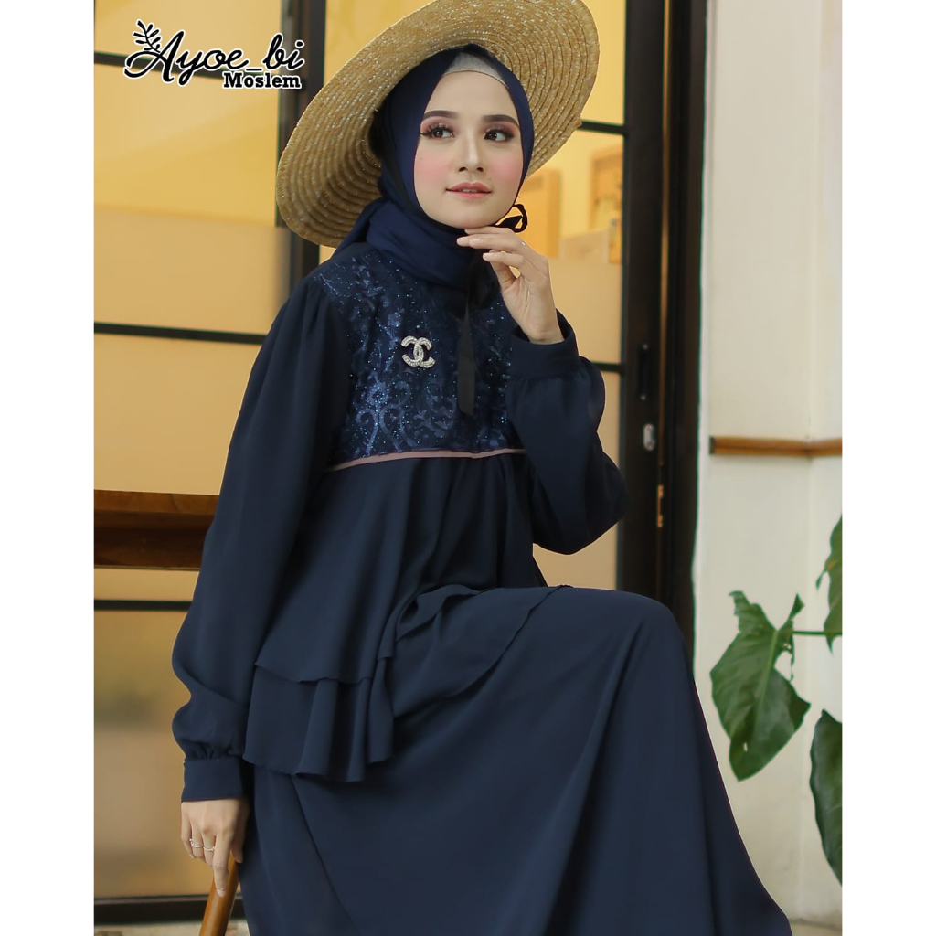 [G.AB.02] Gamis Ayoe_Bi terbaru|| gamis cerutty mix broklat tile|| gamis lebaran 2025|| dress cantik