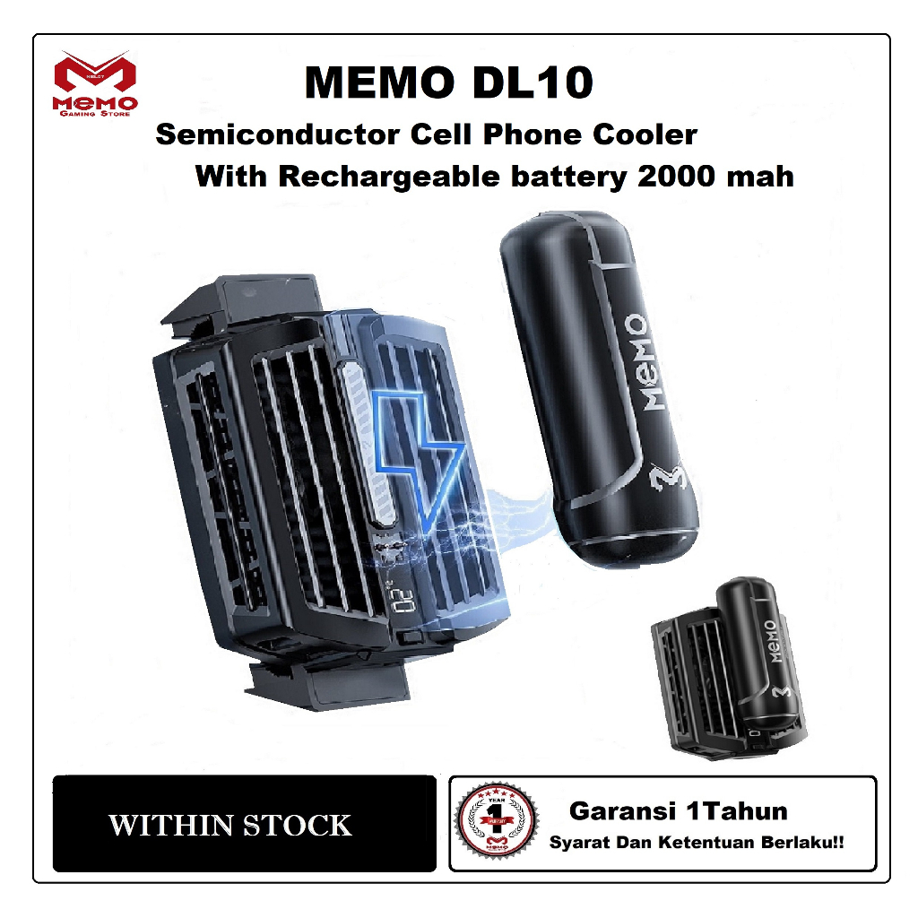 MEMO DL10 Fan Cooler Phone Cooler with Rechargeable Battery Pendingin HP Gaming RGB /Funcooler / Mobile Radiator / Coolingfan Gaming /Cooler Hp RGB LIGHT