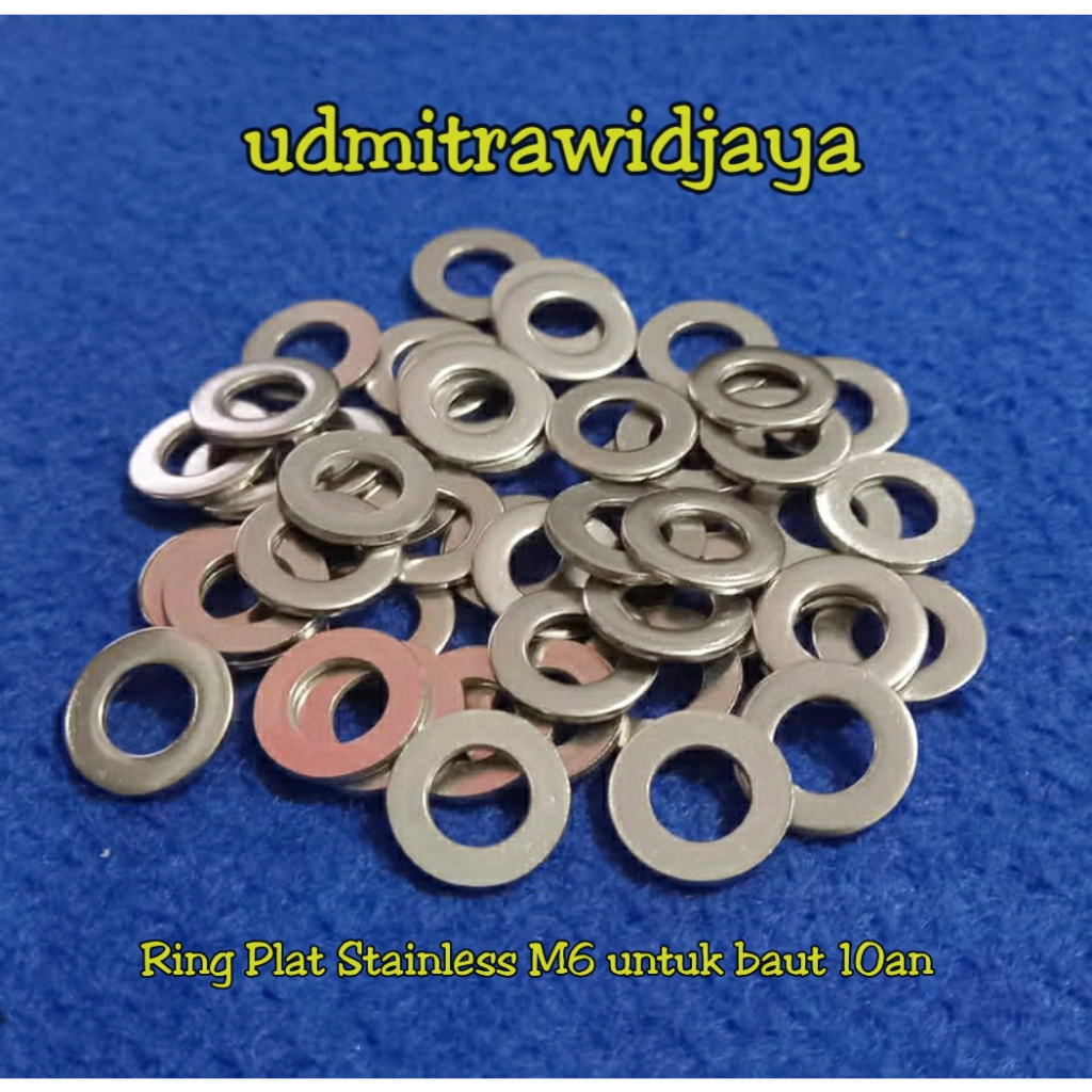 Ring plat stainless stell TEBAL M6 / kunci 10 dan 10 an ringplat 10an ring plat tebal M6 washer plate ringplat stenlis lebar uk baut 10an ring tebal baut 10 ring plat stainless M6 p 1.00 p 1.0 wp ss M6x1.0