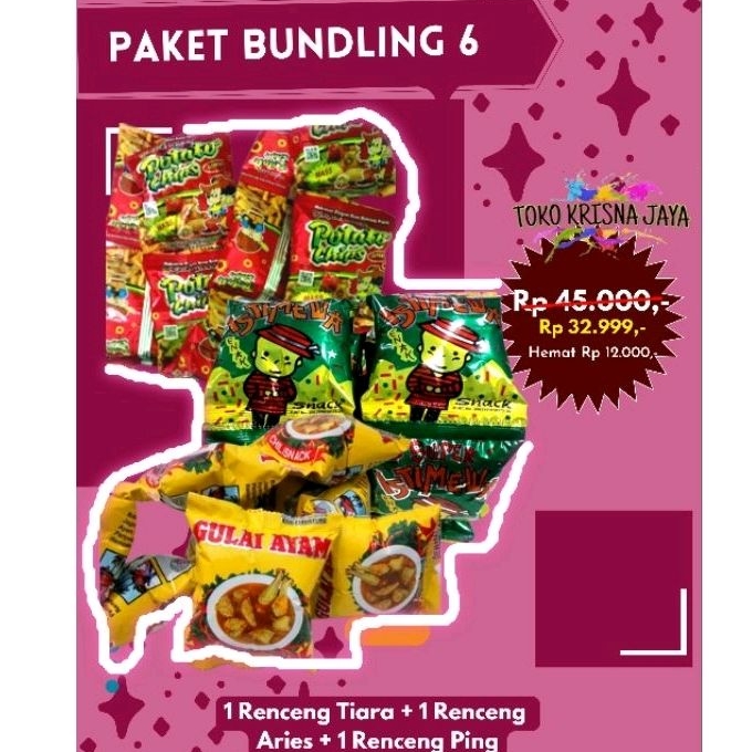 

PAKET BUNDLING 6 SNACK JADUL GOLDEN CHIPS | ISTIMEWA | TARO