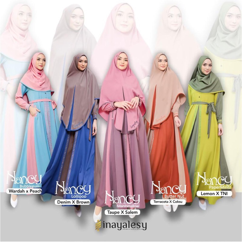 Gamis Kekinian Syari Set Khimar Nancy by Inayalesy