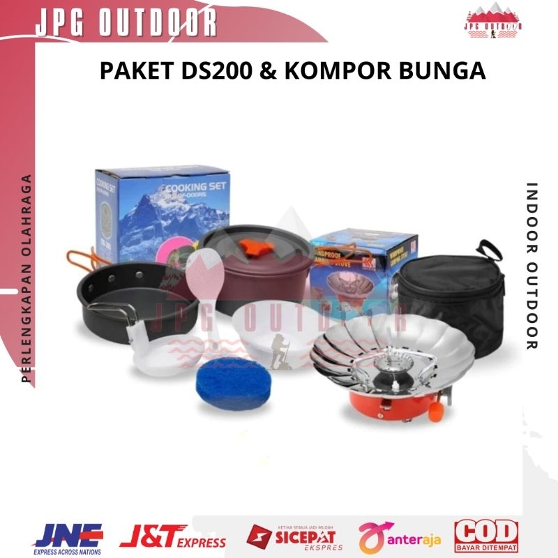 Paket Cooking Set Kompor Camping Outdoor Portable Alat Masak Camping