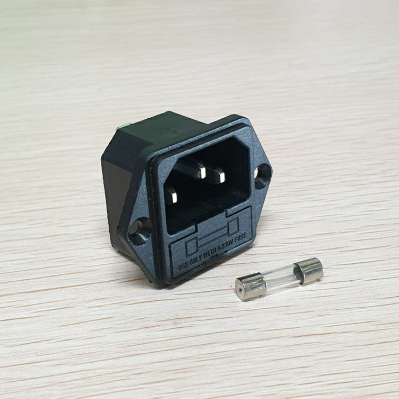 Soket AC input 3pin Soket AC inlet +fuse