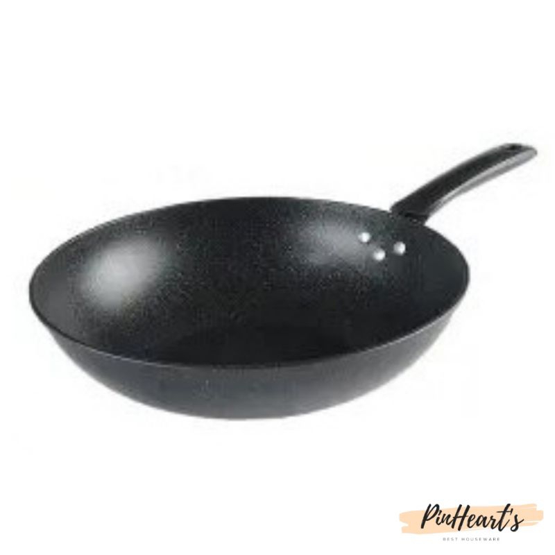 WAJAN WOK KUALI PENGGORENGAN HITAM STIRWOK ANTI LENGKET UKURAN 32CM | NON STICK FRY FRYING