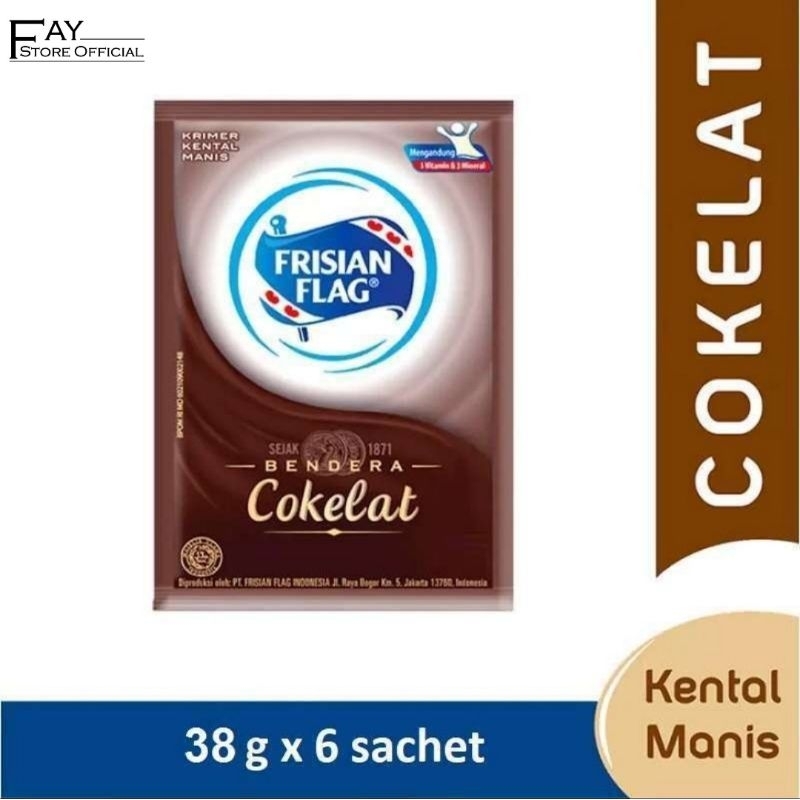 

Frisian Flag susu Kental Manis Coklat Sachet 38g ( isi 6 ) susu sachet Frisian Flag susu bendera