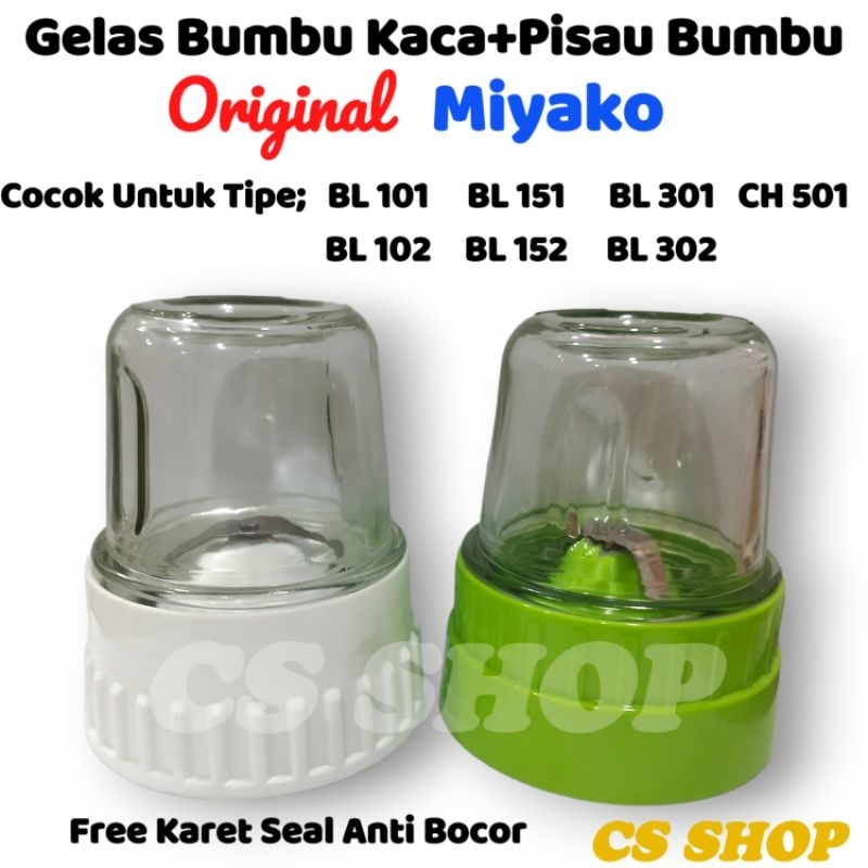 Gelas Blender Bumbu Kering Kaca+Pisau Mounting Miyako Original//Gelas Bumbu+Pisau Bumbu Original Bumbu Basah Miyako untk BLENDER MIYAKO/Dry Mill Glass Miyako TIPE : BL 101 BL 102 BL-151 BL 152  CH-501 BL-301  BL 302