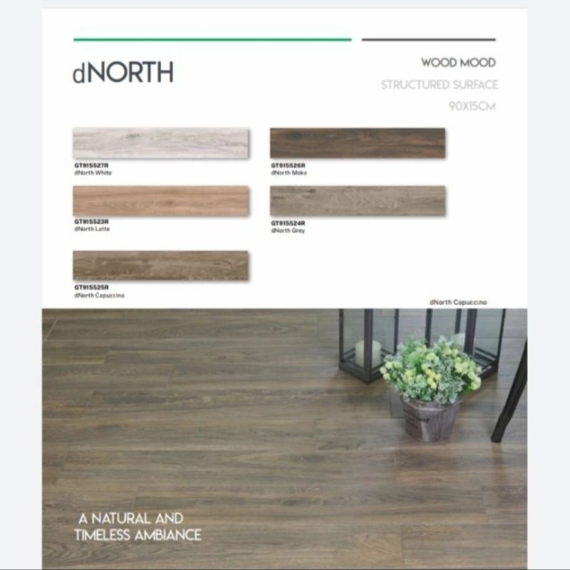 Roman Granit 90x15 dNorth Series (Wood Mood) / Roman Granit Lantai Motif Kayu / Granit Lantai Ruang Keluarga / Granit Roman Wood Mood / Granit Lantai Connecting Area / Granit Lantai Teras / Granit Lantai Outdoor / Granit Roman Promo Murah