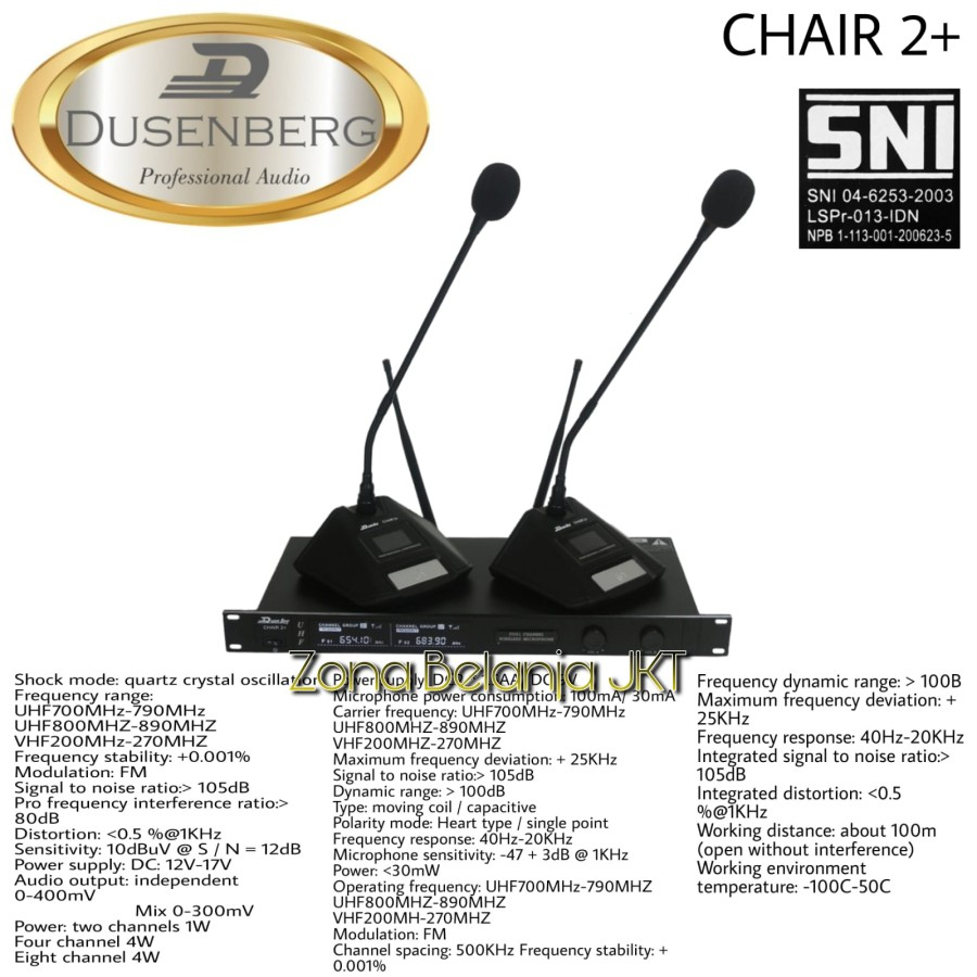 Mic Wireless Meja Podium Conference DUSENBERG CHAIR 2+ 2 Channel Mic