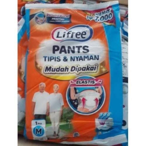 DISTRIBUTOR UNICHARM LIFREE PANTS POPOK TIPE CELANA / POPOK MELAHIRKAN / PERSALINAN DEWASA / LANSIA SACHET SATUAN [Size : M/L/XL per 1 Sachet] TERMURAH PROMO