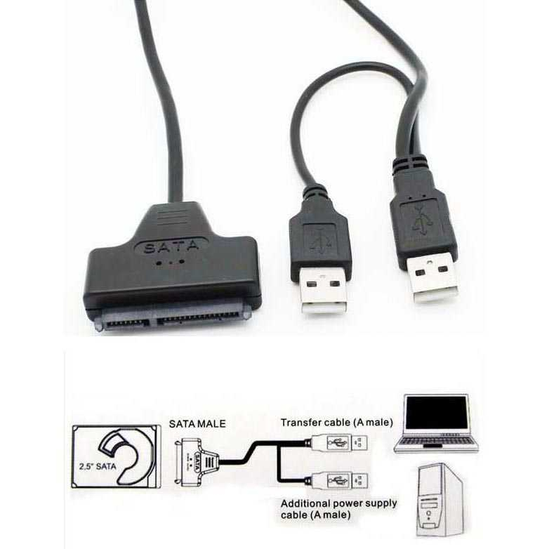 Kabel Konverter HDD / SSD 2.5 Inch SATA 7+15 Pin to USB 2.0