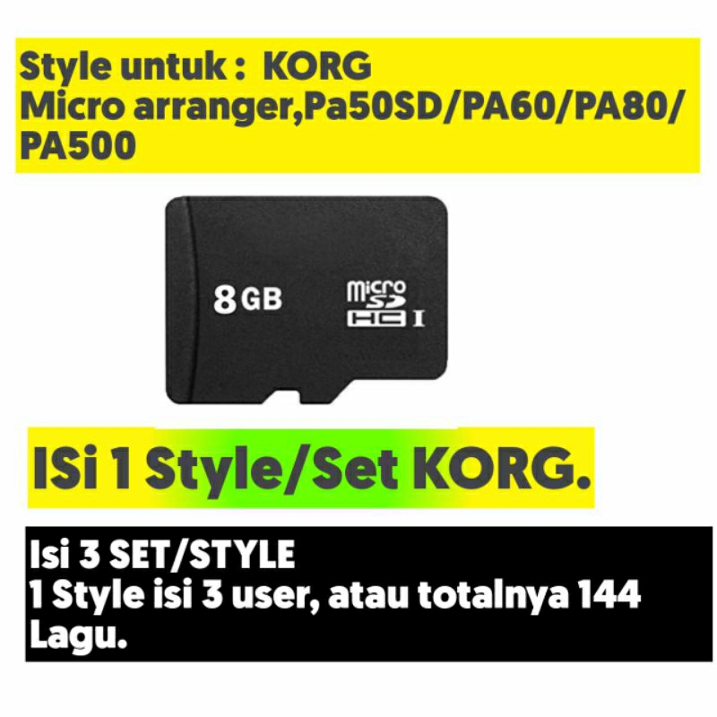 STYLE REMIX LAMPUNG Isi 3 STYLE/SET, FOR KORG  Micro arranger  PA50,PA60,PA80,PA500