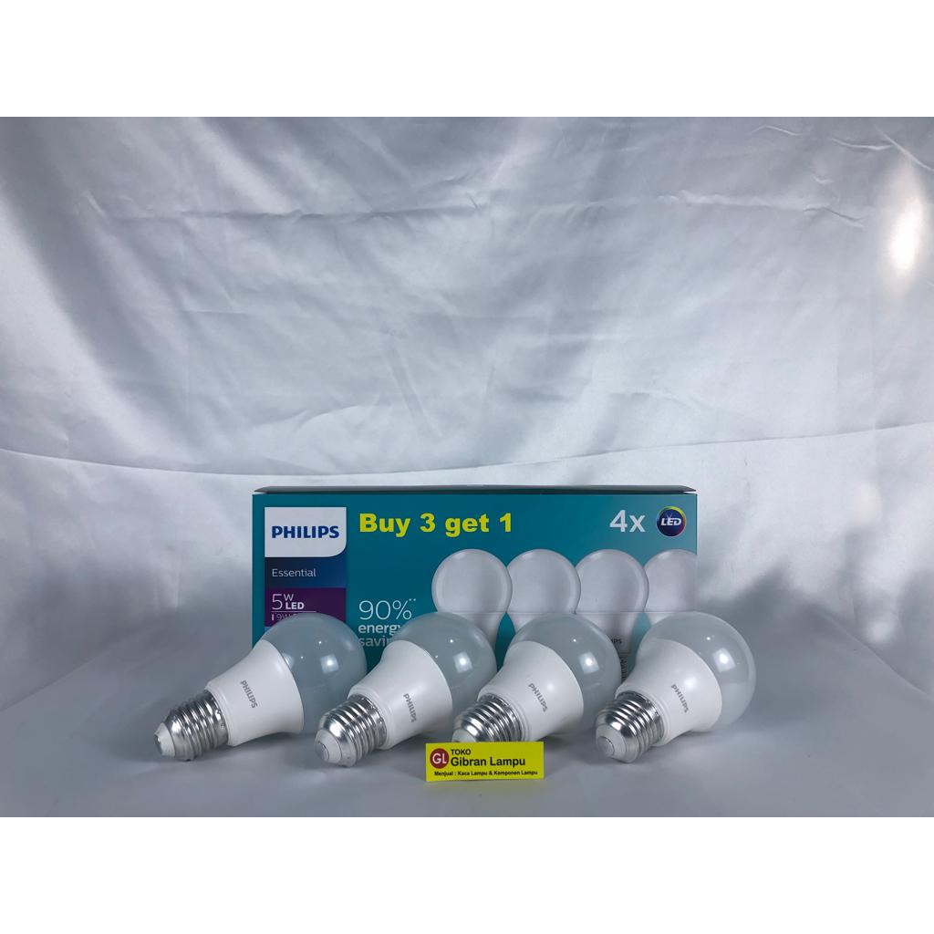 Paket Lampu LED Philips Essential 5w 7w 9w 11w Beli 3 Gratis 1 -  Bohlam LED Kapsul Hemat Energi