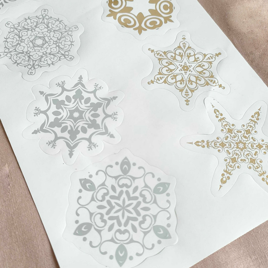 8pcs Sticker Relief Gold Sliver Hampers Gift Dekorasi