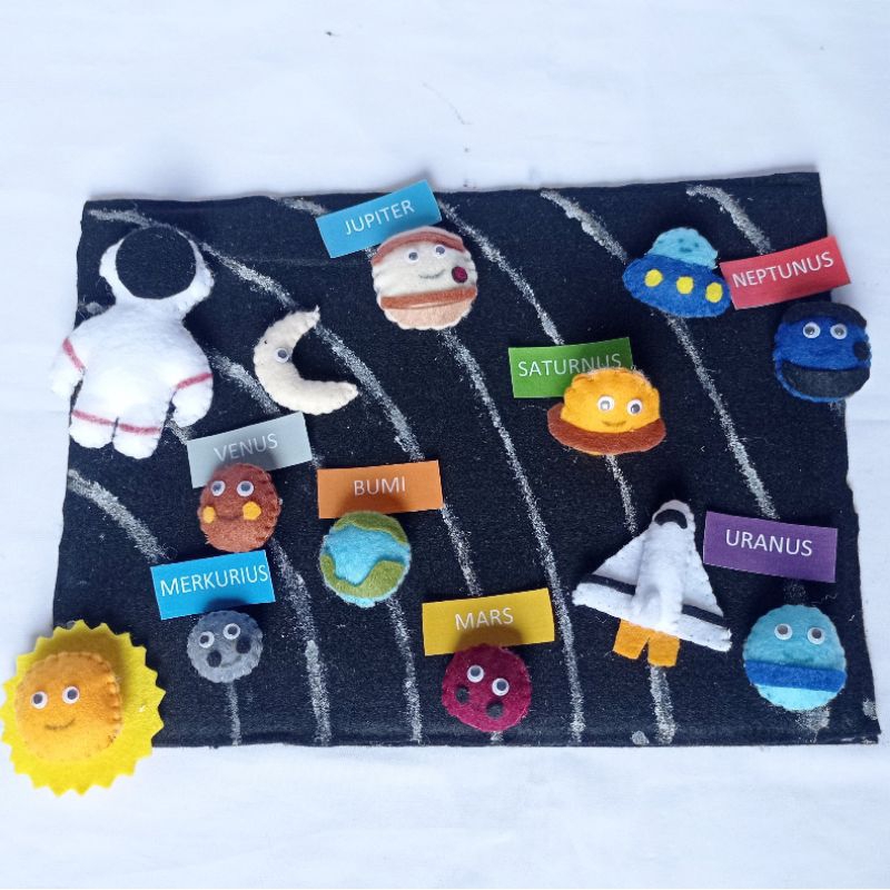 (velcro) Mainan edukasi tata surya planet flanel perekat velcro. education toy solar system