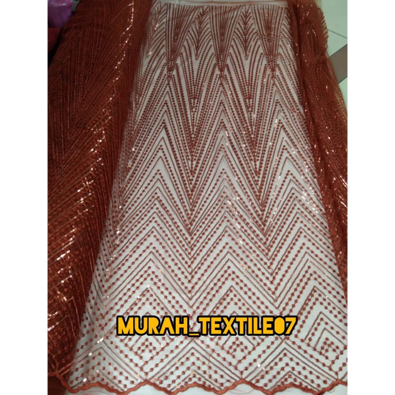 Kain Tile Payet Mutiara/ Bahan kebaya brokat Swarovski payet