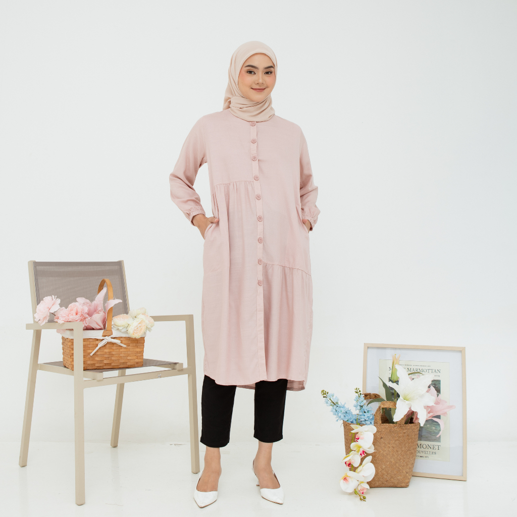 RILLEY - Tunik Irene | Pakaian Wanita Muslim Atasan Tunik Midi Dress