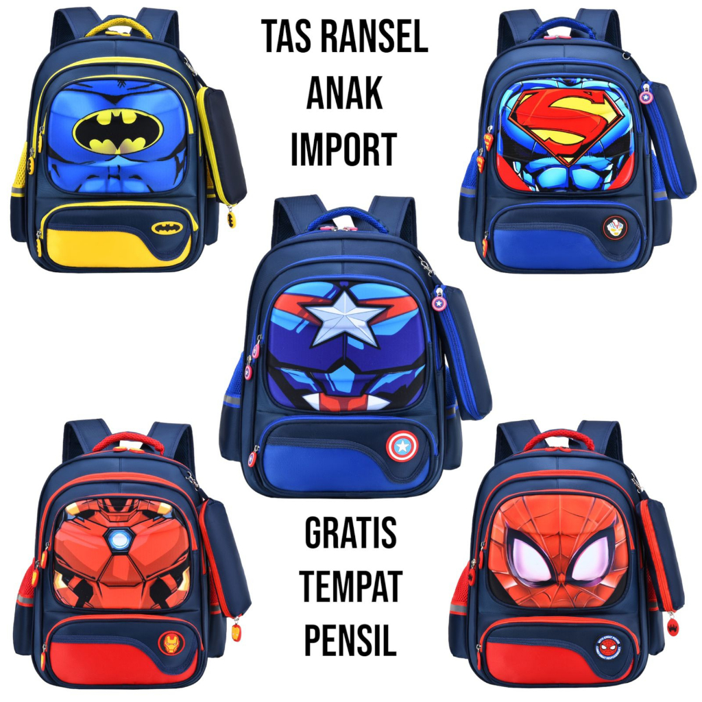 Tas Ransel anak Sekolah SD SMP IMPORT untuk Anak Perempuan Anak Laki-laki Tas ransel anak import 00560-00564