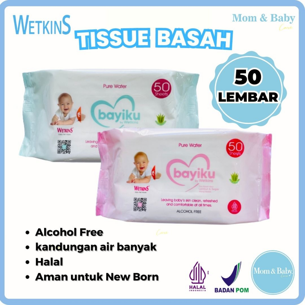 TISSUE BASAH WETKINS BABY 50SHEET|| TISU BASAH ANTISEPTIC n