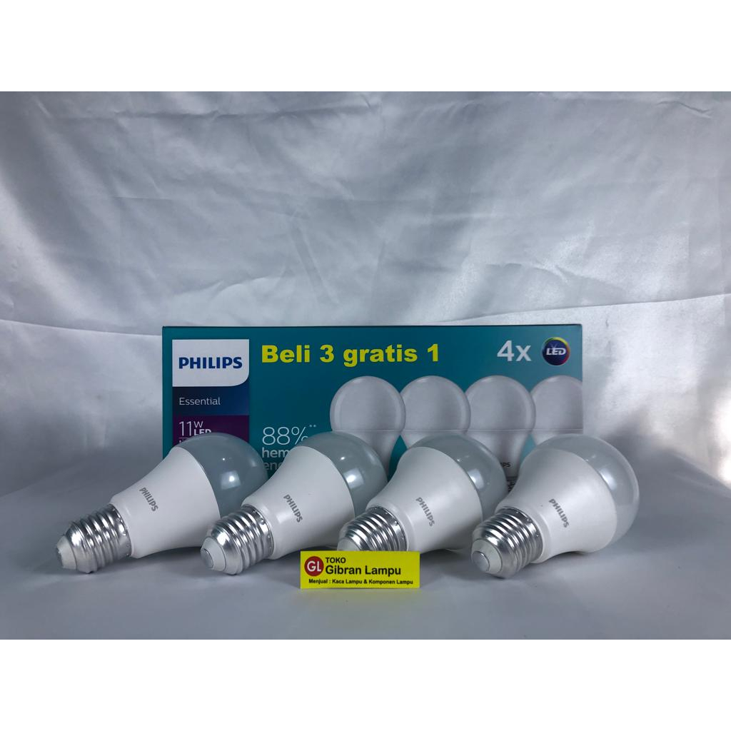 Paket Lampu LED Philips Essential 5w 7w 9w 11w Beli 3 Gratis 1 -  Bohlam LED Kapsul Hemat Energi