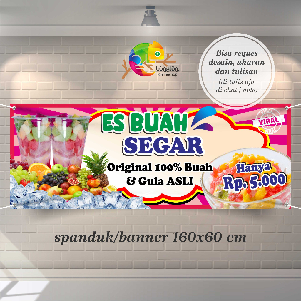 Spanduk 160x60 Cm Es buah Segar, Spanduk Serba Serbi Ramadhan, Spanduk Aneka Minuman