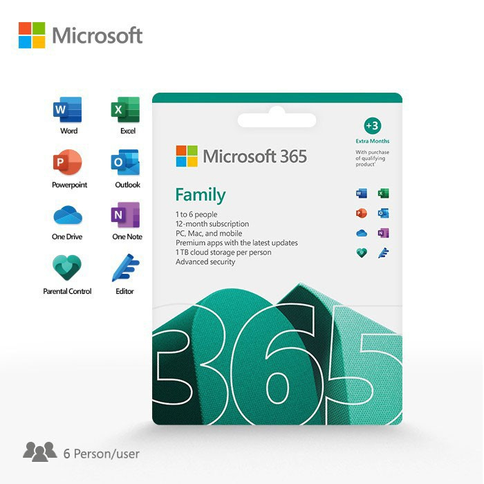 Microsoft Office 365 Family Original - 6 User  1 Tahun