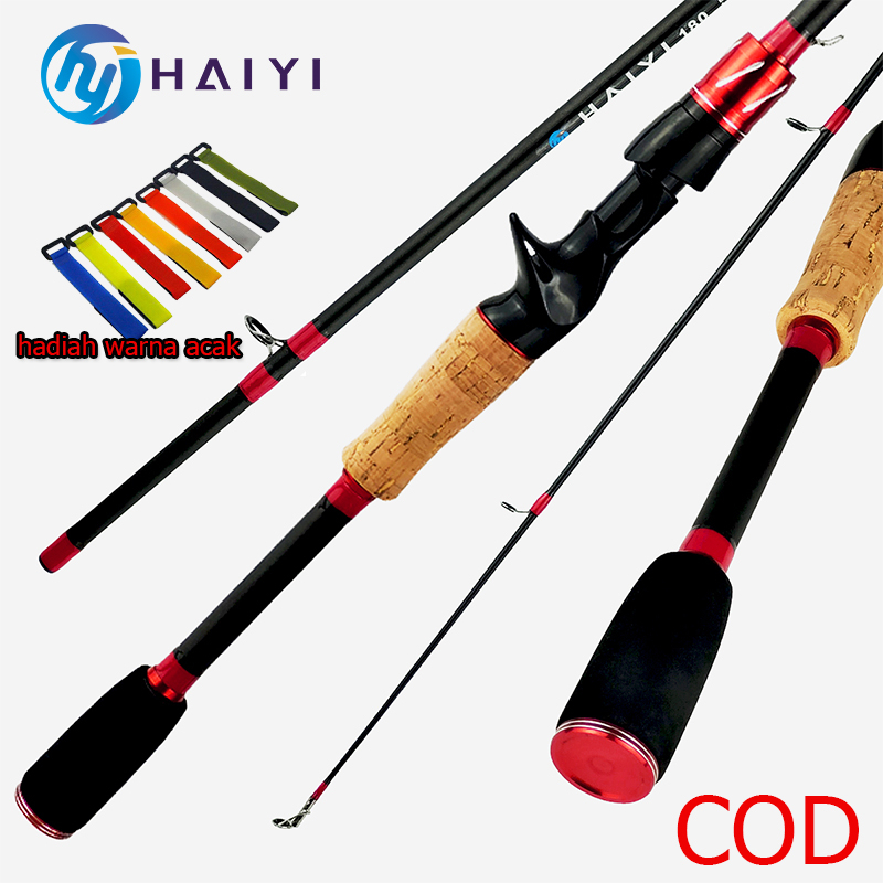 1.8M Spinning/Casting Fishing Rod 2 Bagian karbon berongga Carbon Fiber Fishing Tackle Outdoor Fishing Joran Pancing