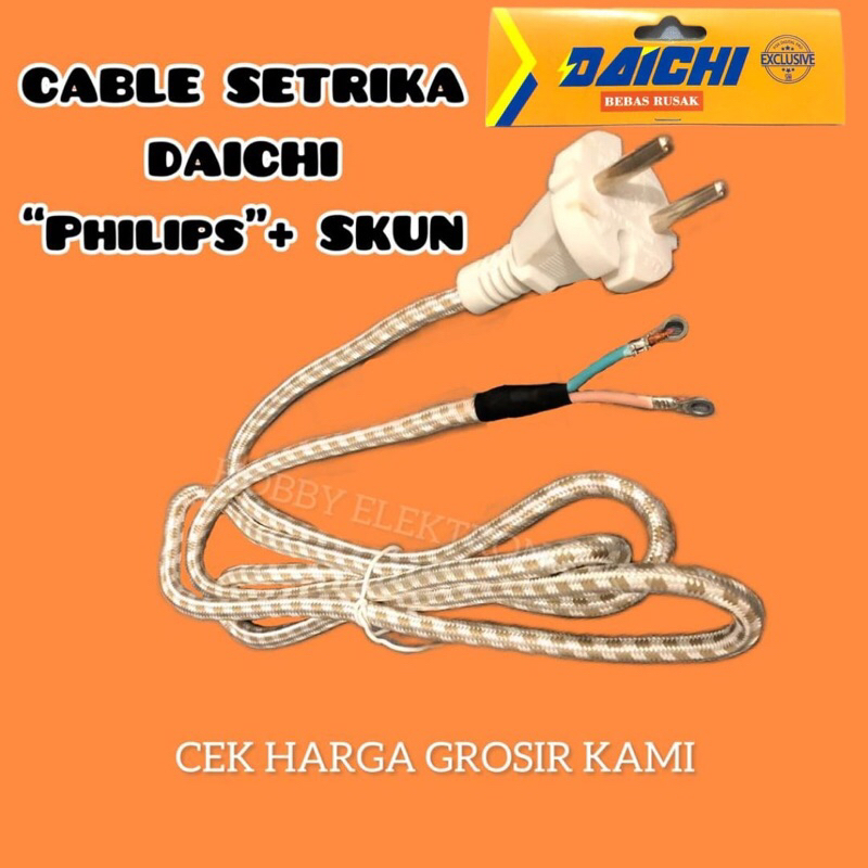 CABLE SETRIKA DAICHI SNI “PHILIPS” ORIGINAL 2PIN + SKUN