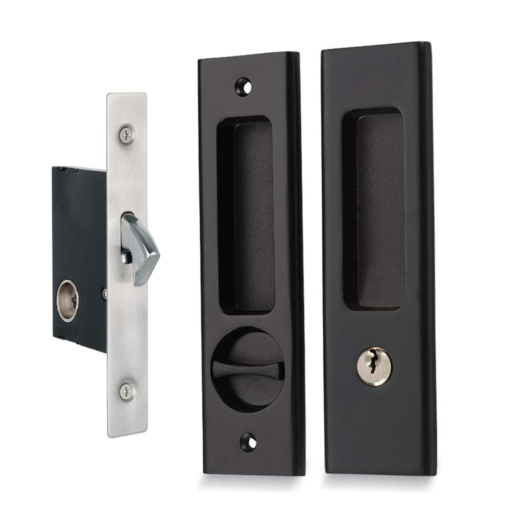Handle Kunci Pintu Sliding Set Paduan Seng Handle Pintu Geser Sliding Tertanam Untuk Pintu Interior