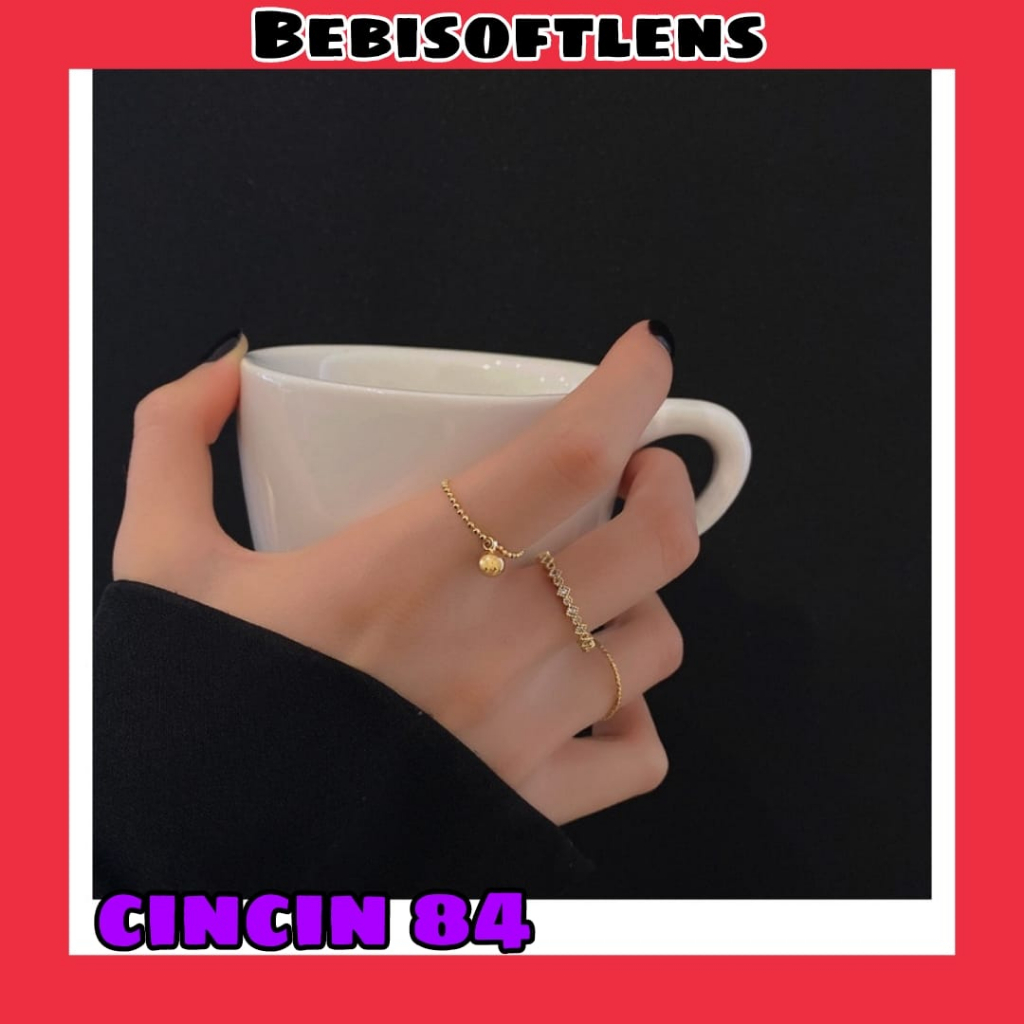 Cincin 84 ( 1 Set isi 3 Pcs) ,  Fashion wanita Cincin Unik Lucu Keren Elegant Minimalis / BB