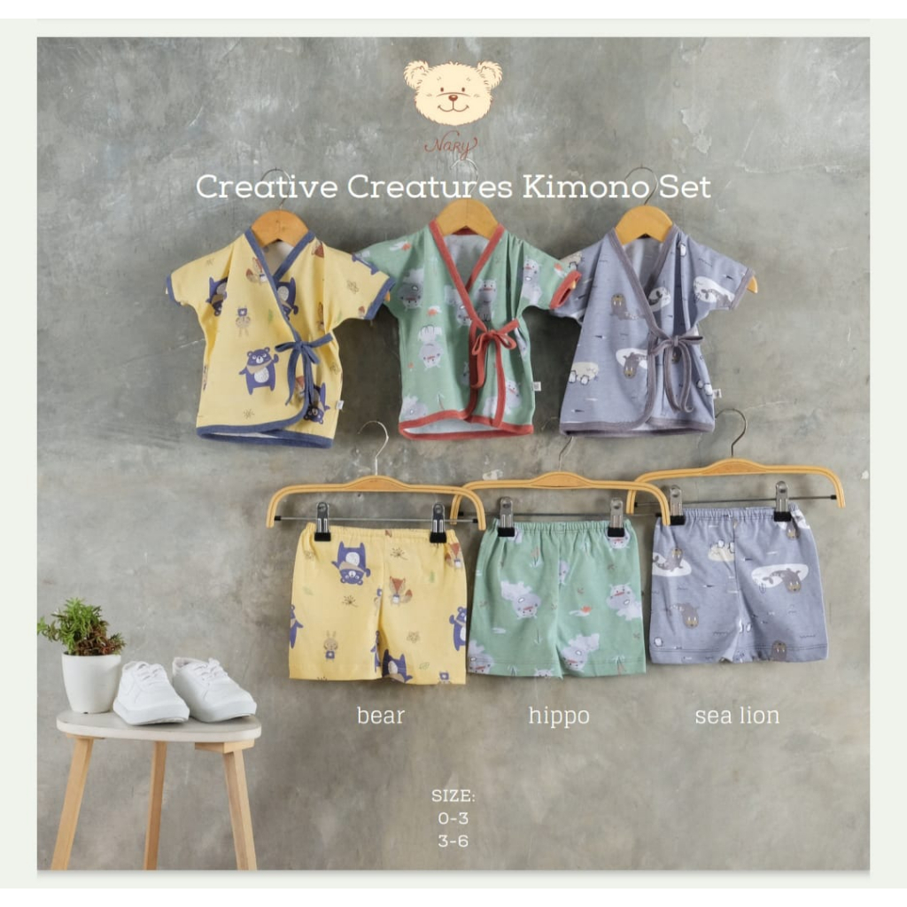 Nary Baju Bayi Kimono Pendek size 3-6 Bulan SET