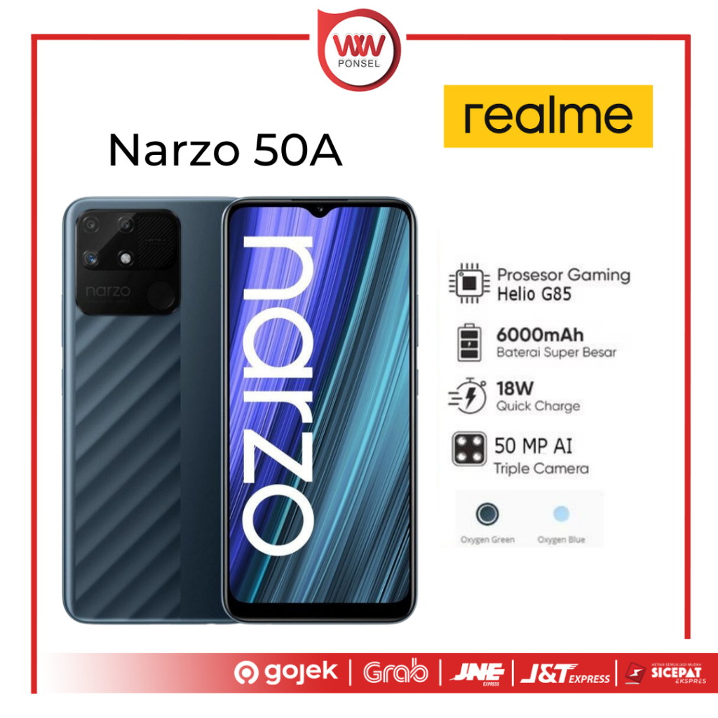 Hp Realme Narzo 50A RAM 4GB Internal 128GB Garansi Resmi