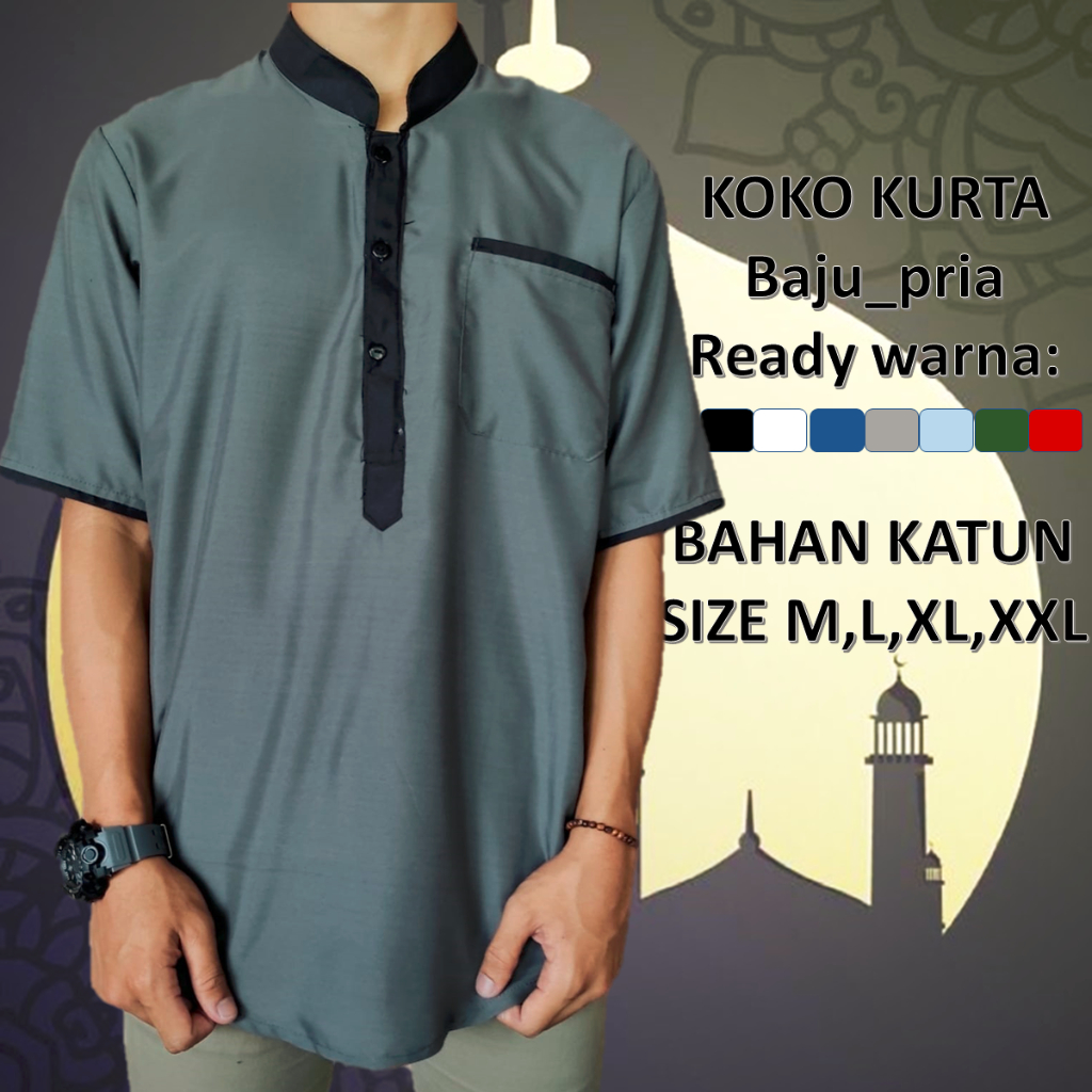 Baju_pria Kurta polos size M L XL XXL