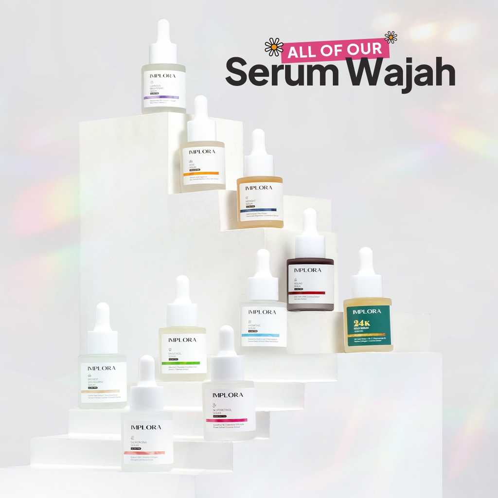 Implora Serum Wajah [COD] Face Midnight Luminous Brightening Peeling Acne Original BPOM 20ml