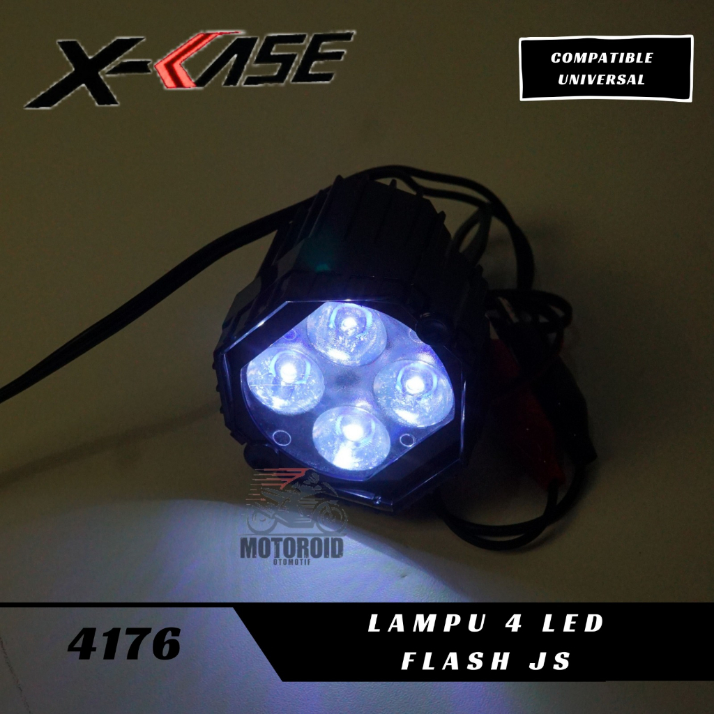 Lampu Tembak Spion X-CASE breket ke spion Motor Cree 4 Mata Lampu Sorot 12W-12V UNIVERSAL