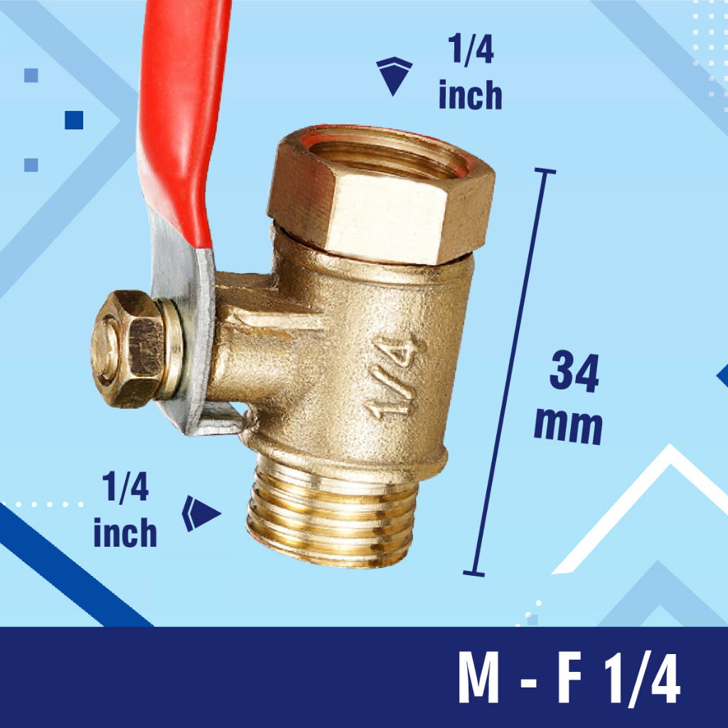 BALL VALVE / STOP KRAN / KERAN KUNINGAN male to female  M-F 1/4 1/2 3/8 1/8