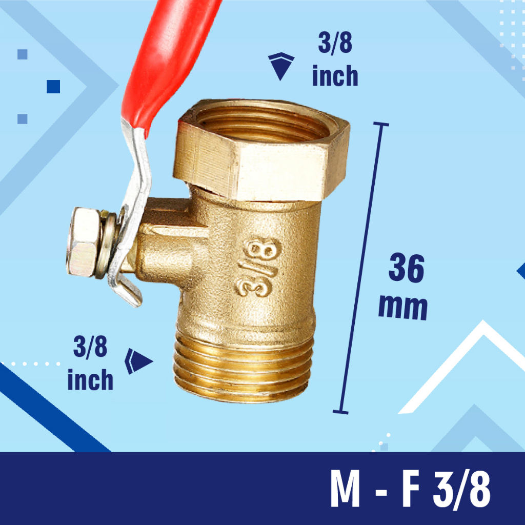 BALL VALVE / STOP KRAN / KERAN KUNINGAN male to female  M-F 1/4 1/2 3/8 1/8