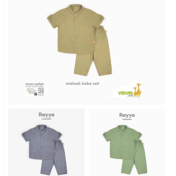 Velvet Junior Maleek Koko Set / Stelan Baju Koko Anak 1y 2y 3y 4y 5y