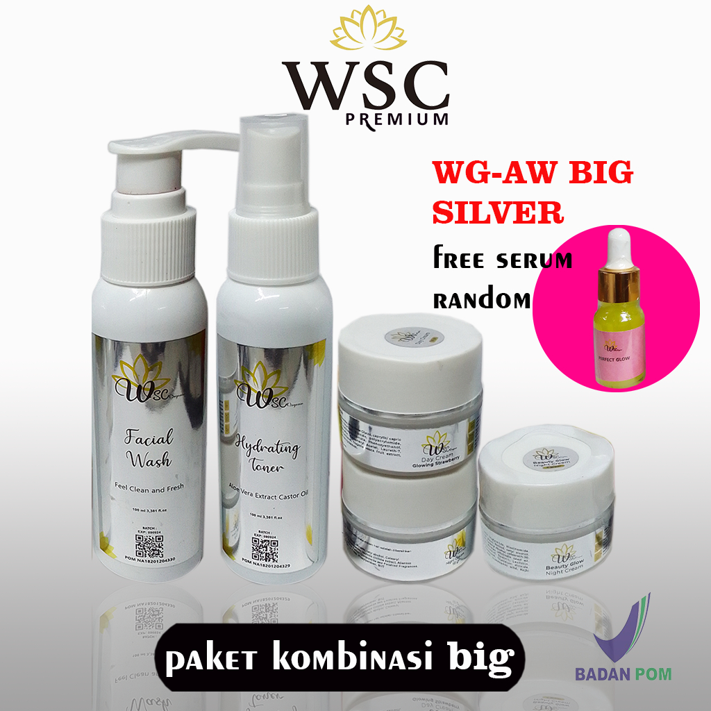 WSC premium paket skincare AT WG AW untuk kulit kusam susah putih glowing dengan cream krim wsc retinol