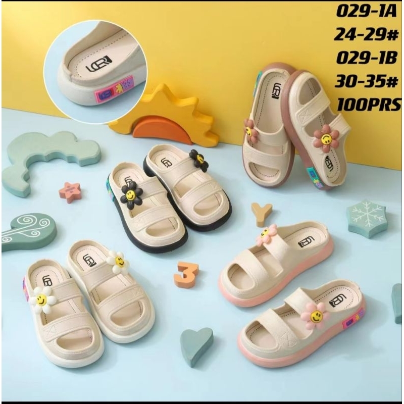 Sandal anak perempuan Eva rubber 029 tebal mainan pita dan bunga