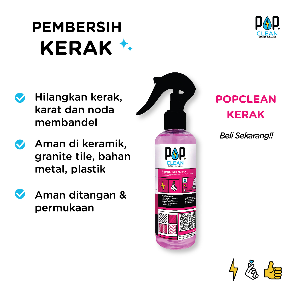 PEMBERSIH NODA KERAK STAINLESS KAMAR MANDI POPCLEAN 250 ML