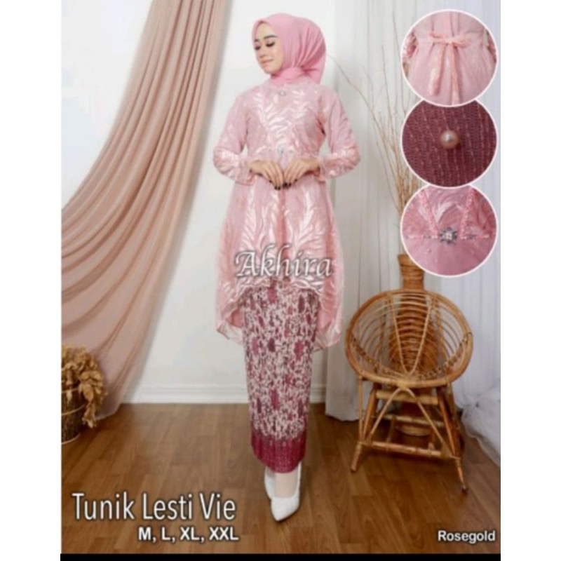 Bigair fashion kebaya modern kebaya tunik lesty v payet atasan tunik tulle kebaya wisuda kebaya lamaran kebaya pesta