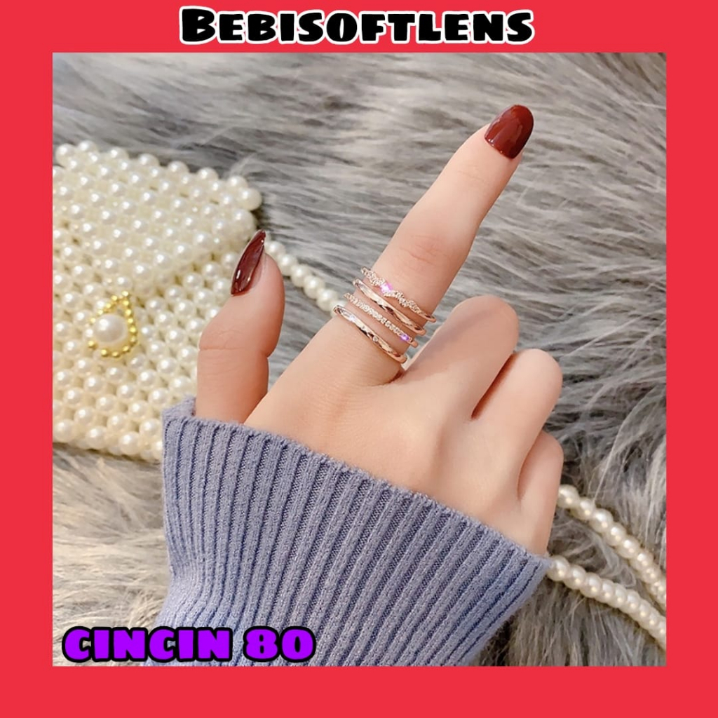 Cincin 80 Bahan Tembaga Premium  , Bisa diatur Sizenya Fashion wanita Cincin Unik Lucu Keren Viral Minimalis / BB