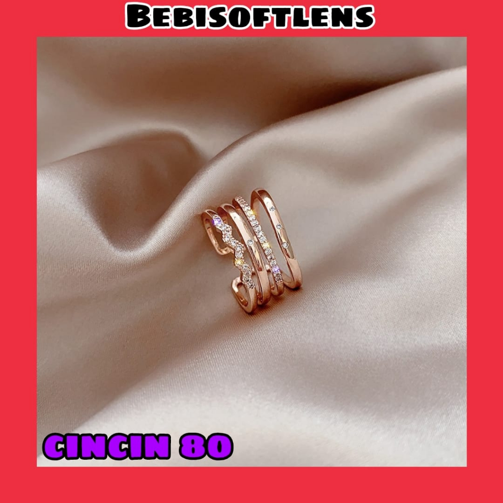 Cincin 80 Bahan Tembaga Premium  , Bisa diatur Sizenya Fashion wanita Cincin Unik Lucu Keren Viral Minimalis / BB