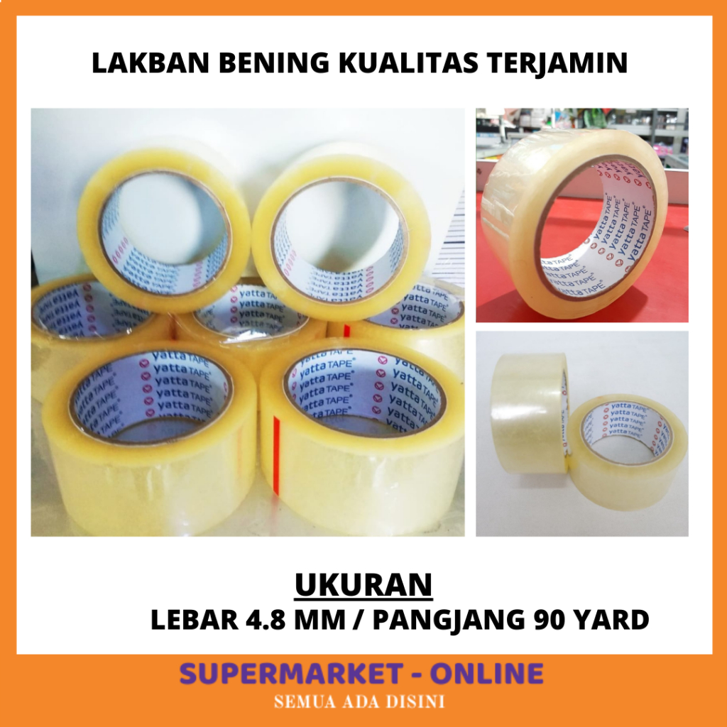 

HARGA PROMO!! LAKBAN BENING KUALITAS TERJAMIN TEBAL DAN PANJANG UKURAN LEBAR 4.8 MM PANJANG 90 YARD BEST SELLER