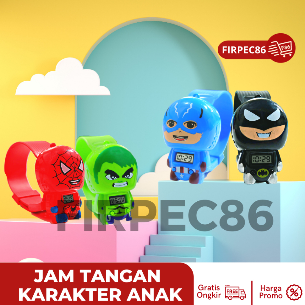 JAM TANGAN ANAK LAKI LAKI SUPERHERO LED DIGITAL BANYAK KARAKTER