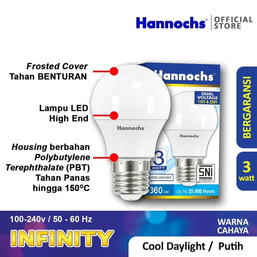 Hannochs Lampu LED Infinity 3 Watt Cahaya Putih