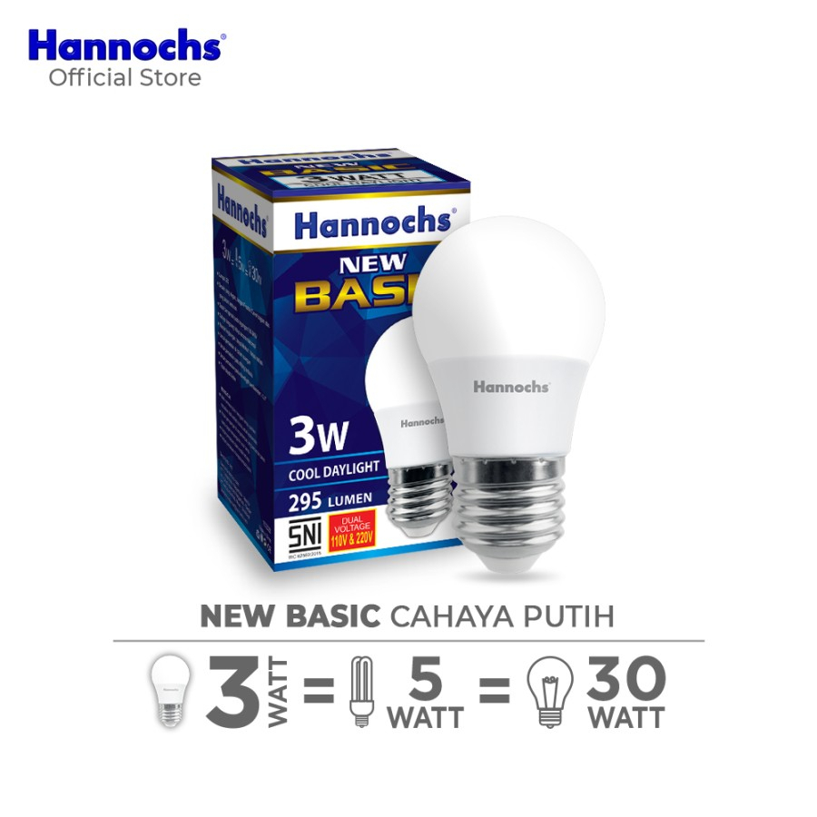 Lampu Led Hannochs Basic 3 Watt Cahaya Putih