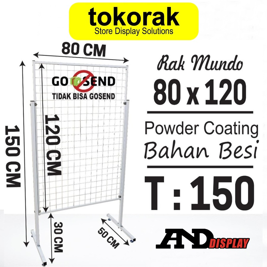 RAK MUNDO 80 X 120 CM DISPLAY KAKI RAM JARING DINDING CANTOLAN SINGLE