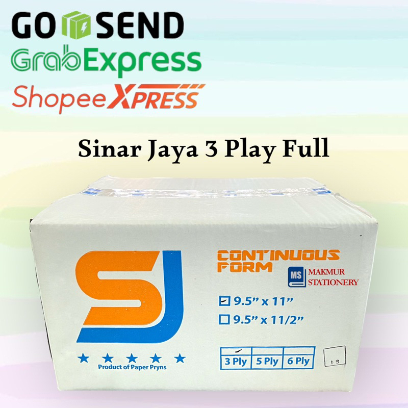 

Continous Form Sinar Jaya 9.5" x 11/2" 3 Play (Full)